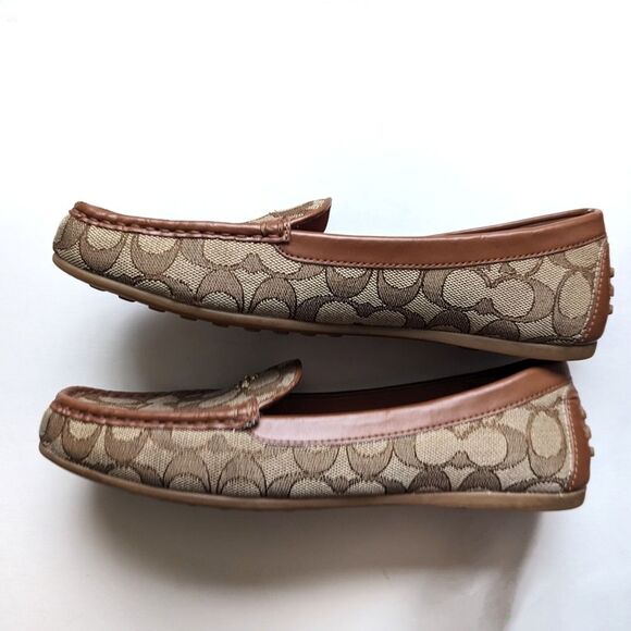 Coach Lock Up Driver Slip On Khaki Saddle Brown Loafers 8 - Picture 5 of 16